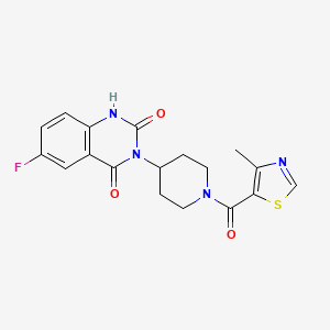 6-fluoro-3-(1-(4-methylthiazole-5-carbonyl)piperidin-4-yl)quinazoline-2,4(1H,3H)-dione