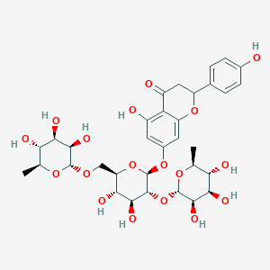 molecular formula C33H42O18 B2410528 7-[(2S,3R,4S,5S,6R)-4,5-Dihydroxy-3-[(2R,3R,4R,5R,6S)-3,4,5-trihydroxy-6-methyloxan-2-yl]oxy-6-[[(2R,3R,4R,5R,6S)-3,4,5-trihydroxy-6-methyloxan-2-yl]oxymethyl]oxan-2-yl]oxy-5-hydroxy-2-(4-hydroxyphenyl)-2,3-dihydrochromen-4-one CAS No. 98827-55-5