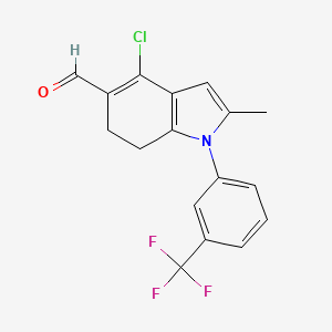 molecular formula C17H13ClF3NO B2410536 4-Chloro-2-methyl-1-[3-(trifluoromethyl)phenyl]-6,7-dihydroindole-5-carbaldehyde CAS No. 717119-62-5