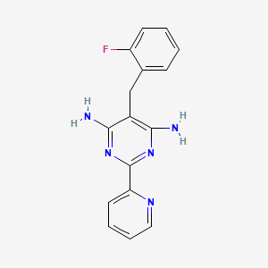 molecular formula C16H14FN5 B2410538 5-(2-氟苄基)-2-(2-吡啶基)-4,6-嘧啶二胺 CAS No. 338965-20-1