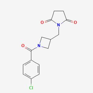 molecular formula C15H15ClN2O3 B2410539 1-{[1-(4-Chlorobenzoyl)azetidin-3-yl]methyl}pyrrolidine-2,5-dione CAS No. 2097910-63-7