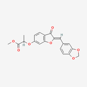 molecular formula C20H16O7 B2410545 (Z)-methyl 2-((2-(benzo[d][1,3]dioxol-5-ylmethylene)-3-oxo-2,3-dihydrobenzofuran-6-yl)oxy)propanoate CAS No. 859661-68-0