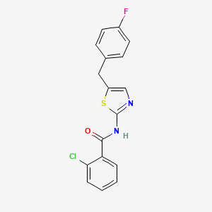 molecular formula C17H12ClFN2OS B2410548 2-chloro-N-(5-(4-fluorobenzyl)thiazol-2-yl)benzamide CAS No. 327061-99-4