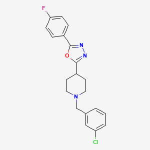 molecular formula C20H19ClFN3O B2410554 2-(1-(3-Chlorobenzyl)piperidin-4-yl)-5-(4-fluorophenyl)-1,3,4-oxadiazole CAS No. 1351591-60-0