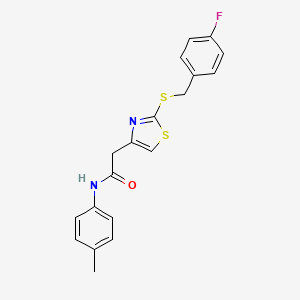 molecular formula C19H17FN2OS2 B2410569 2-(2-((4-fluorobenzyl)thio)thiazol-4-yl)-N-(p-tolyl)acetamide CAS No. 942001-90-3