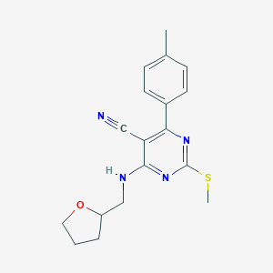 molecular formula C18H20N4OS B241057 4-(4-METHYLPHENYL)-2-(METHYLSULFANYL)-6-{[(OXOLAN-2-YL)METHYL]AMINO}PYRIMIDINE-5-CARBONITRILE 