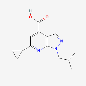 molecular formula C14H17N3O2 B2410575 6-Cyclopropyl-1-isobutyl-1H-pyrazolo[3,4-B]pyridine-4-carboxylic acid CAS No. 954275-78-6
