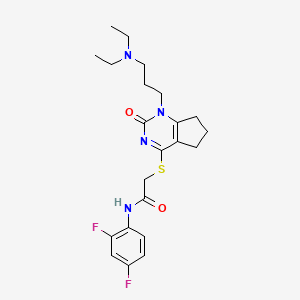 molecular formula C22H28F2N4O2S B2410578 2-((1-(3-(diethylamino)propyl)-2-oxo-2,5,6,7-tetrahydro-1H-cyclopenta[d]pyrimidin-4-yl)thio)-N-(2,4-difluorophenyl)acetamide CAS No. 898434-85-0