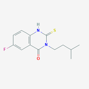 molecular formula C13H15FN2OS B2410593 6-fluoro-3-(3-methylbutyl)-2-sulfanylidene-1H-quinazolin-4-one CAS No. 451465-78-4