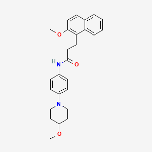 molecular formula C26H30N2O3 B2410601 3-(2-Methoxynaphthalen-1-YL)-N-[4-(4-methoxypiperidin-1-YL)phenyl]propanamide CAS No. 1448074-58-5