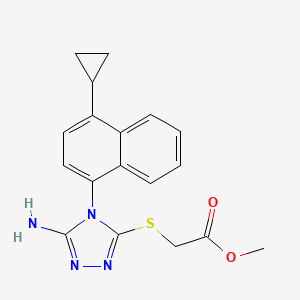 molecular formula C18H18N4O2S B2410604 Methyl 2-((5-amino-4-(4-cyclopropylnaphthalen-1-yl)-4H-1,2,4-triazol-3-yl)thio)acetate CAS No. 878671-98-8