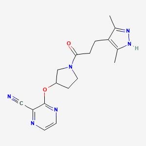3-((1-(3-(3,5-dimethyl-1H-pyrazol-4-yl)propanoyl)pyrrolidin-3-yl)oxy)pyrazine-2-carbonitrile
