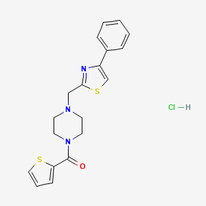 molecular formula C19H20ClN3OS2 B2410610 (4-((4-Phenylthiazol-2-yl)methyl)piperazin-1-yl)(thiophen-2-yl)methanone hydrochloride CAS No. 1323604-74-5