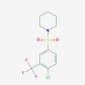 molecular formula C12H13ClF3NO2S B2410618 1-((4-Chloro-3-(trifluoromethyl)phenyl)sulfonyl)piperidine CAS No. 612041-95-9