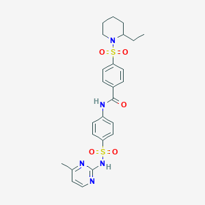 molecular formula C25H29N5O5S2 B2410638 4-((2-ethylpiperidin-1-yl)sulfonyl)-N-(4-(N-(4-methylpyrimidin-2-yl)sulfamoyl)phenyl)benzamide CAS No. 868212-79-7