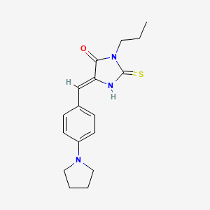 molecular formula C17H21N3OS B2410642 (Z)-3-propyl-5-(4-(pyrrolidin-1-yl)benzylidene)-2-thioxoimidazolidin-4-one CAS No. 592516-35-3