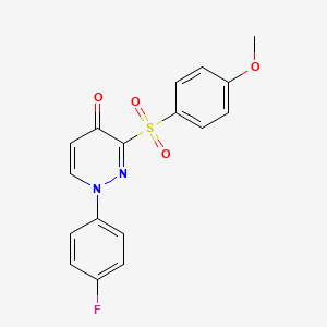 molecular formula C17H13FN2O4S B2410648 1-(4-氟苯基)-3-[(4-甲氧基苯基)磺酰基]吡哒嗪-4(1H)-酮 CAS No. 1987112-17-3