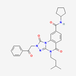 N-cyclopentyl-4-(3-methylbutyl)-1,5-dioxo-2-(2-oxo-2-phenylethyl)-1,2,4,5-tetrahydro[1,2,4]triazolo[4,3-a]quinazoline-8-carboxamide
