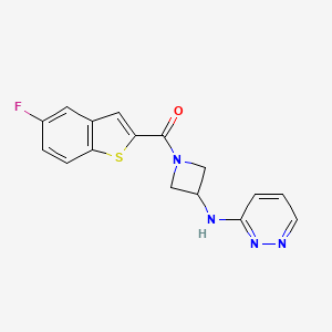 molecular formula C16H13FN4OS B2410659 N-[1-(5-fluoro-1-benzothiophene-2-carbonyl)azetidin-3-yl]pyridazin-3-amine CAS No. 2097890-07-6