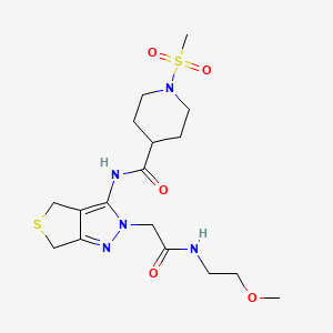 N-(2-(2-((2-methoxyethyl)amino)-2-oxoethyl)-4,6-dihydro-2H-thieno[3,4-c]pyrazol-3-yl)-1-(methylsulfonyl)piperidine-4-carboxamide