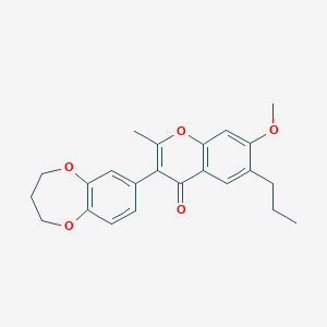 molecular formula C23H24O5 B2410672 3-(3,4-dihydro-2H-1,5-benzodioxepin-7-yl)-7-methoxy-2-methyl-6-propyl-4H-chromen-4-one CAS No. 170511-48-5