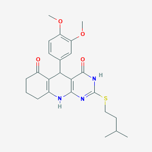 5-(3,4-dimethoxyphenyl)-2-(isopentylthio)-7,8,9,10-tetrahydropyrimido[4,5-b]quinoline-4,6(3H,5H)-dione
