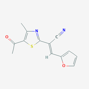 molecular formula C13H10N2O2S B2410690 (E)-2-(5-acetyl-4-methyl-1,3-thiazol-2-yl)-3-(2-furyl)-2-propenenitrile CAS No. 400088-44-0