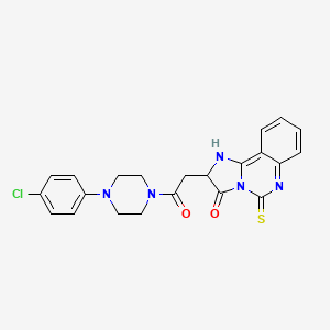 molecular formula C22H20ClN5O2S B2410699 2-{2-[4-(4-chlorophenyl)piperazin-1-yl]-2-oxoethyl}-5-thioxo-5,6-dihydroimidazo[1,2-c]quinazolin-3(2H)-one CAS No. 958563-98-9