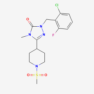 molecular formula C16H20ClFN4O3S B2410700 1-(2-氯-6-氟苄基)-4-甲基-3-(1-(甲基磺酰基)哌啶-4-基)-1H-1,2,4-三唑-5(4H)-酮 CAS No. 1105211-74-2