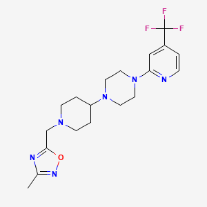 molecular formula C19H25F3N6O B2410705 3-甲基-5-((4-(4-(4-(三氟甲基)吡啶-2-基)哌嗪-1-基)哌啶-1-基)甲基)-1,2,4-恶二唑 CAS No. 2034524-93-9