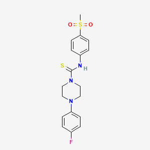 molecular formula C18H20FN3O2S2 B2410707 4-(4-fluorophenyl)-N-(4-(methylsulfonyl)phenyl)piperazine-1-carbothioamide CAS No. 900135-85-5