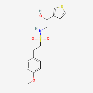 molecular formula C15H19NO4S2 B2410710 N-(2-hydroxy-2-(thiophen-3-yl)ethyl)-2-(4-methoxyphenyl)ethanesulfonamide CAS No. 1257548-23-4