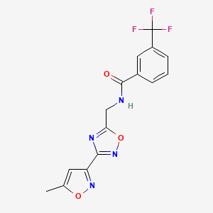 molecular formula C15H11F3N4O3 B2410716 N-((3-(5-甲基异恶唑-3-基)-1,2,4-恶二唑-5-基)甲基)-3-(三氟甲基)苯甲酰胺 CAS No. 2034321-13-4