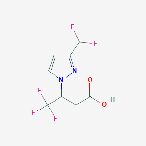 molecular formula C8H7F5N2O2 B2410741 3-[3-(Difluoromethyl)pyrazol-1-yl]-4,4,4-trifluorobutanoic acid CAS No. 2054953-13-6