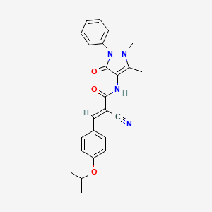 molecular formula C24H24N4O3 B2410754 (E)-2-氰基-N-(1,5-二甲基-3-氧代-2-苯基吡唑-4-基)-3-(4-丙-2-氧基苯基)丙-2-烯酰胺 CAS No. 893200-97-0