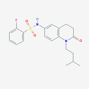 molecular formula C20H23FN2O3S B2410764 2-氟-N-(1-异戊基-2-氧代-1,2,3,4-四氢喹啉-6-基)苯磺酰胺 CAS No. 946198-94-3