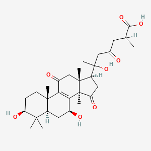 molecular formula C30H44O8 B2410766 (6R)-6-[(3R,7R,10R,13S,14S,17R)-3,7-Dihydroxy-4,4,10,13,14-pentamethyl-11,15-dioxo-2,3,5,6,7,12,16,17-octahydro-1H-cyclopenta[a]phenanthren-17-yl]-6-hydroxy-2-methyl-4-oxoheptanoic acid CAS No. 98665-20-4