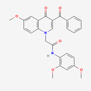 molecular formula C27H24N2O6 B2410767 2-(3-benzoyl-6-methoxy-4-oxoquinolin-1-yl)-N-(2,4-dimethoxyphenyl)acetamide CAS No. 866348-69-8