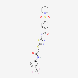 N-(5-((2-oxo-2-((3-(trifluoromethyl)phenyl)amino)ethyl)thio)-1,3,4-thiadiazol-2-yl)-4-(piperidin-1-ylsulfonyl)benzamide