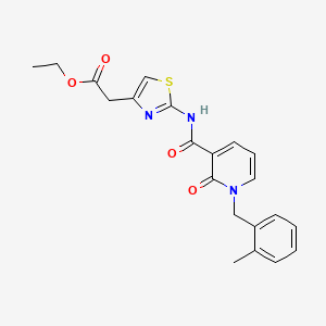 molecular formula C21H21N3O4S B2410772 2-(2-(1-(2-メチルベンジル)-2-オキソ-1,2-ジヒドロピリジン-3-カルボキサミド)チアゾール-4-イル)酢酸エチル CAS No. 946302-49-4