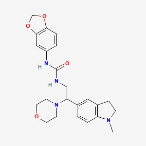 molecular formula C23H28N4O4 B2410773 1-(苯并[d][1,3]二氧杂环-5-基)-3-(2-(1-甲基吲哚啉-5-基)-2-吗啉乙基)脲 CAS No. 1170211-29-6