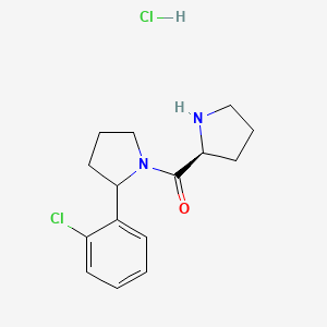 molecular formula C15H20Cl2N2O B2410775 2-(2-氯苯基)-1-[(2S)-吡咯烷-2-羰基]吡咯烷盐酸盐 CAS No. 1423043-73-5