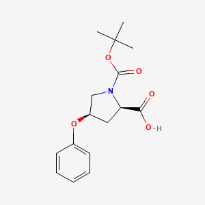 molecular formula C16H21NO5 B2410777 (2r,4r)-1-(叔丁氧羰基)-4-苯氧基吡咯烷-2-羧酸 CAS No. 158459-12-2