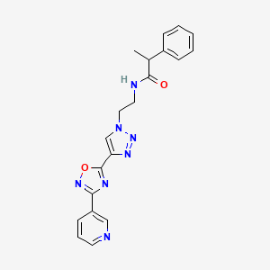 2-phenyl-N-(2-(4-(3-(pyridin-3-yl)-1,2,4-oxadiazol-5-yl)-1H-1,2,3-triazol-1-yl)ethyl)propanamide