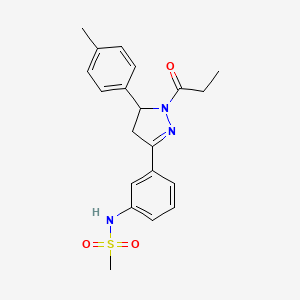 molecular formula C20H23N3O3S B2410794 N-(3-(1-propionyl-5-(p-tolyl)-4,5-dihydro-1H-pyrazol-3-yl)phenyl)methanesulfonamide CAS No. 851718-56-4
