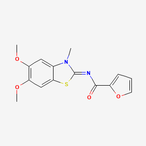 molecular formula C15H14N2O4S B2410798 N-(5,6-二甲氧基-3-甲基-1,3-苯并噻唑-2-亚甲基)呋喃-2-甲酰胺 CAS No. 895455-98-8