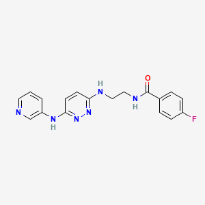 molecular formula C18H17FN6O B2410802 4-fluoro-N-(2-((6-(pyridin-3-ylamino)pyridazin-3-yl)amino)ethyl)benzamide CAS No. 1021218-06-3