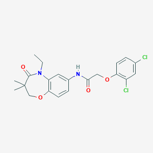 molecular formula C21H22Cl2N2O4 B2410808 2-(2,4-dichlorophenoxy)-N-(5-ethyl-3,3-dimethyl-4-oxo-2,3,4,5-tetrahydrobenzo[b][1,4]oxazepin-7-yl)acetamide CAS No. 921560-37-4