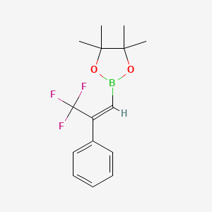 molecular formula C15H18BF3O2 B2410809 4,4,5,5-Tetramethyl-2-[(Z)-3,3,3-trifluoro-2-phenylprop-1-enyl]-1,3,2-dioxaborolane CAS No. 2365173-69-7