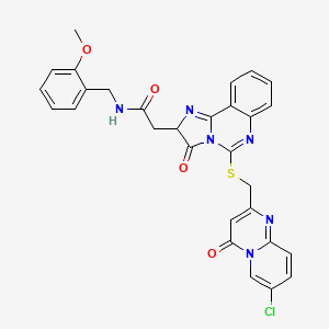 molecular formula C29H23ClN6O4S B2410810 N-(2-Methoxybenzyl)-2-(5-(((7-Chlor-4-oxo-4H-pyrido[1,2-a]pyrimidin-2-yl)methyl)thio)-3-oxo-2,3-dihydroimidazo[1,2-c]quinazolin-2-yl)acetamid CAS No. 1024281-09-1